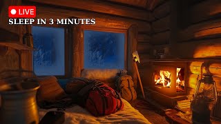 🔴Intense Blizzard & Heavy Wind Sounds for Sleeping in a Warm Hut | Cozy Fireplace For Stress Relief