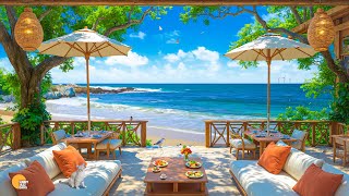 Beach Cafe Ambience - Bossa Nova Jazz Music & Ocean Waves Sounds for Unwind, Stress Relief
