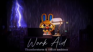 ACNH BGM - Cozy Office Ambience💻thunderstorm day⛈️No music : 8hour🎧keyboard typing & Office Ambient