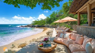 Morning Jazz Music at a Seaside Coffee Shop - Bossa Nova Blending with the Relaxing Sound of Waves