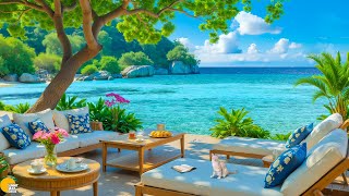 Bossa Nova with The Lively Sound of Ocean Waves - Coffee by the Beach with Energetic Jazz Music