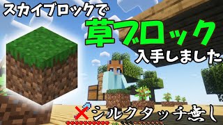 #2 シルクタッチが無くても草ブロック入手できちゃうんですね【必要最小限スカイブロック】 #マイクラ