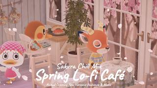 ACNH BGM - Spring Lo-fi Café☕🌸SAKURA Chill Mix Playlist│Cozy Café Ambience [Chatters] Study / Work🎧