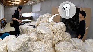 【1億粒】大量のポップコーンの中にAirPodsを無くしてしまいました。。。