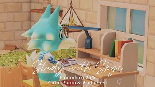Pomodoro 25/5 - 2-HOUR STUDY WITH SKYE / calm piano music & Ambience / Page turning & Fan Ambience📖